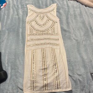 Elegant Cream and Gold Embellished Dress